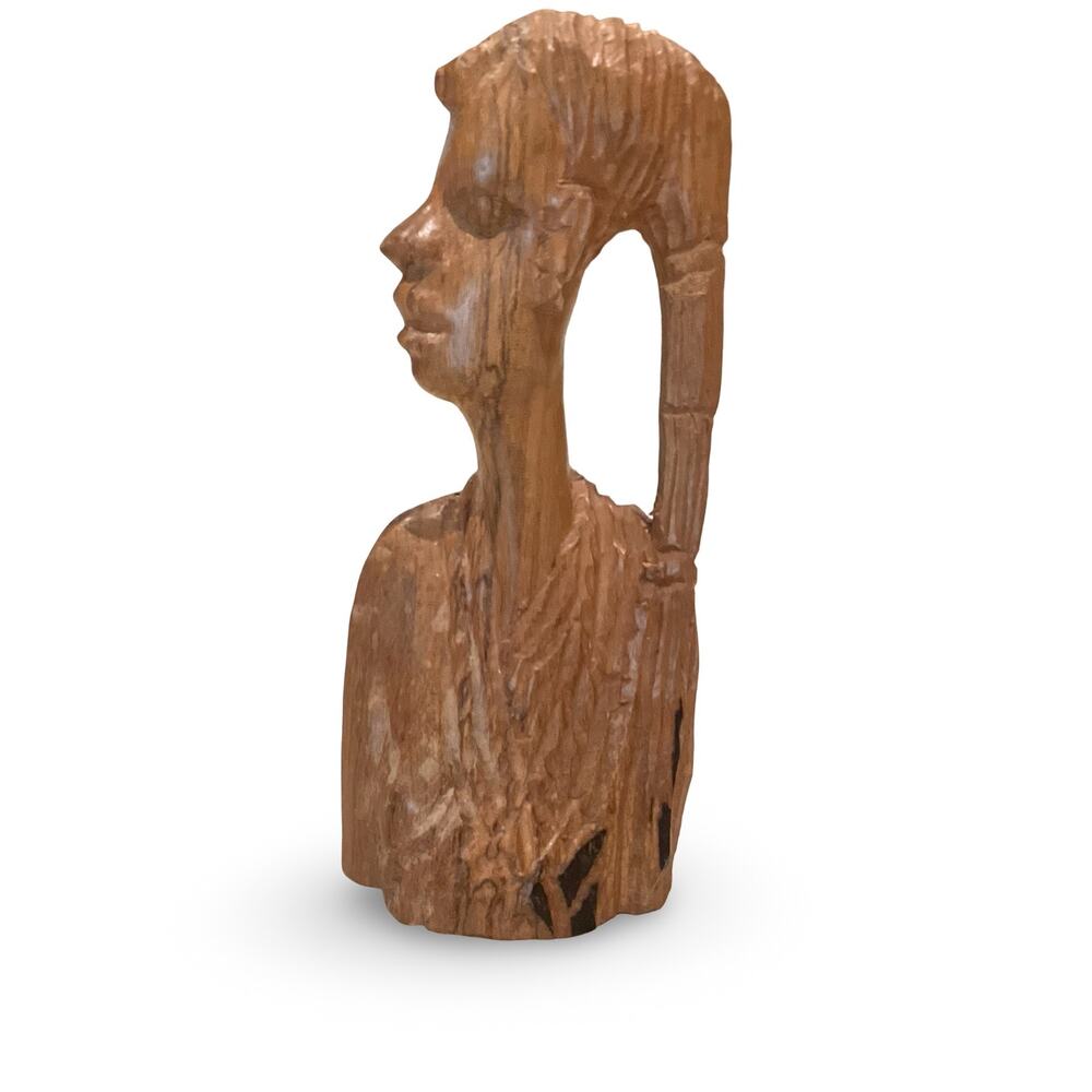 Stylized Human Bust Wood Carving